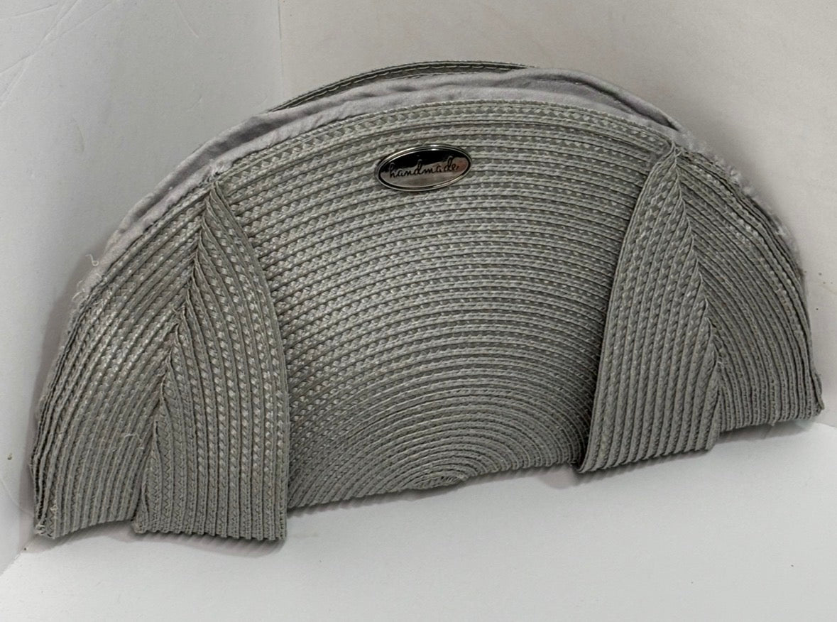 Silver Crescent Woven Clutch