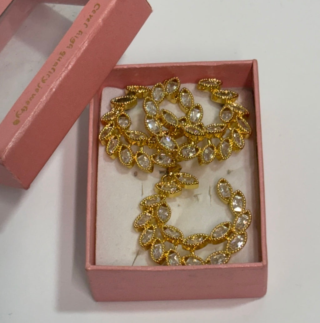 Golden Marquise Crystal Jewelry set