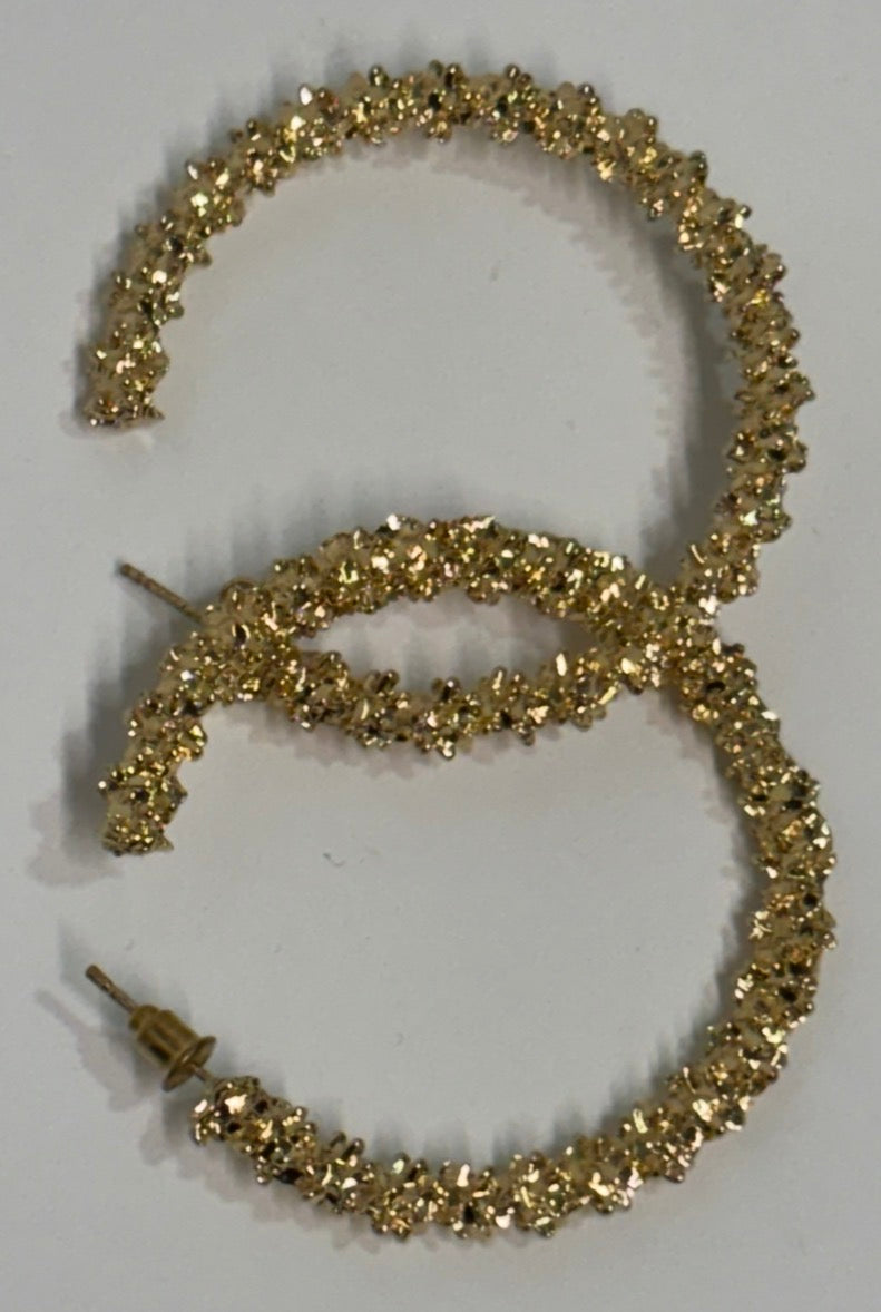 Golden Glam Textured Hoop Earrings
