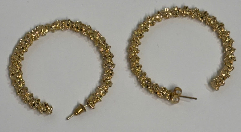 Golden Glam Textured Hoop Earrings
