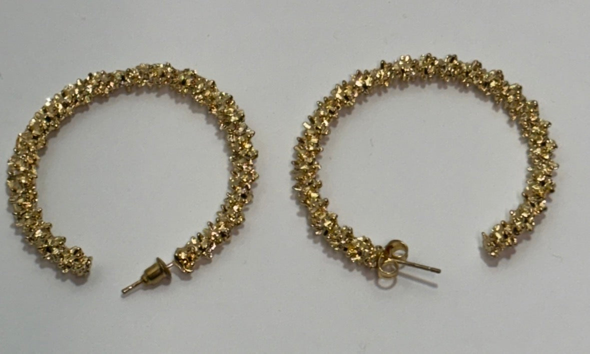 Golden Glam Textured Hoop Earrings