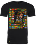 Black Tears of Africa T-shirt printed with African flags around a portrait design